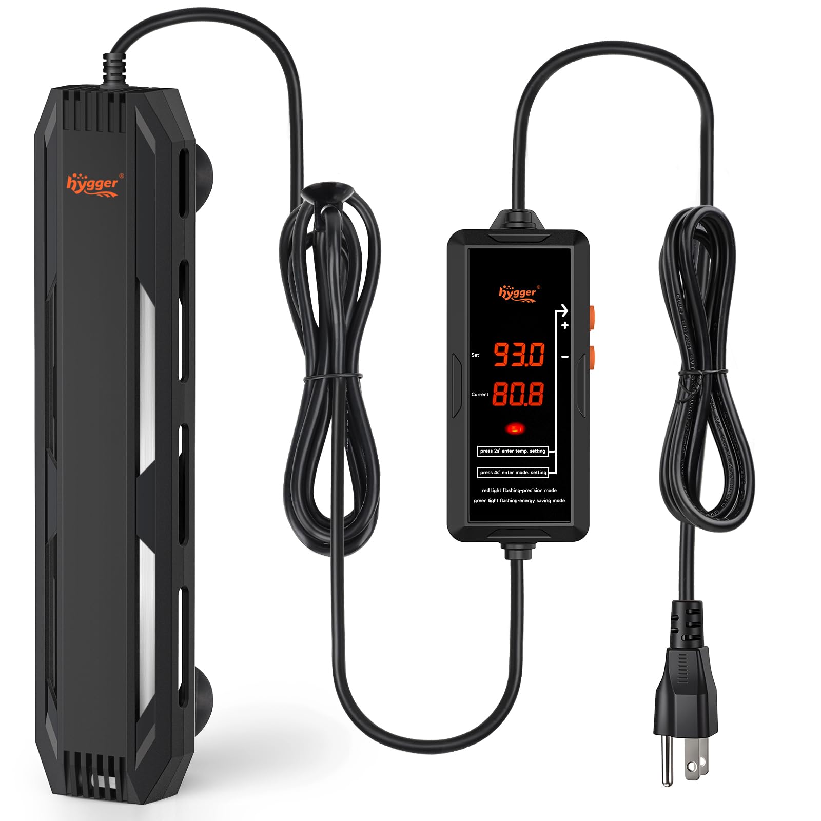 Hygger aquarium heater 300W in-tank view delivering stable heat for tropical freshwater tanks
