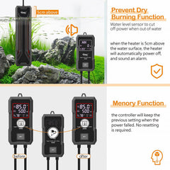 Hygger aquarium heater auto shut-off protection prevents overheating