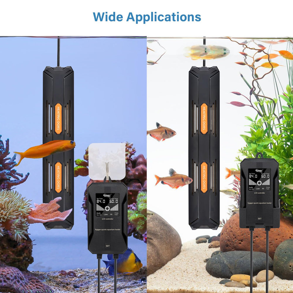 hygger aquarium heater supports 50-80 gallon tanks for versatile freshwater or saltwater setups