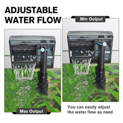 Hygger Aquarium HOB Filter 105 GPH side view demonstrates compact space-saving design