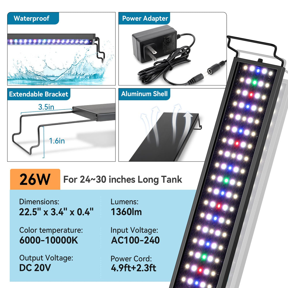 hygger aquarium led light aluminum shell aids heat dissipation for steady brightness