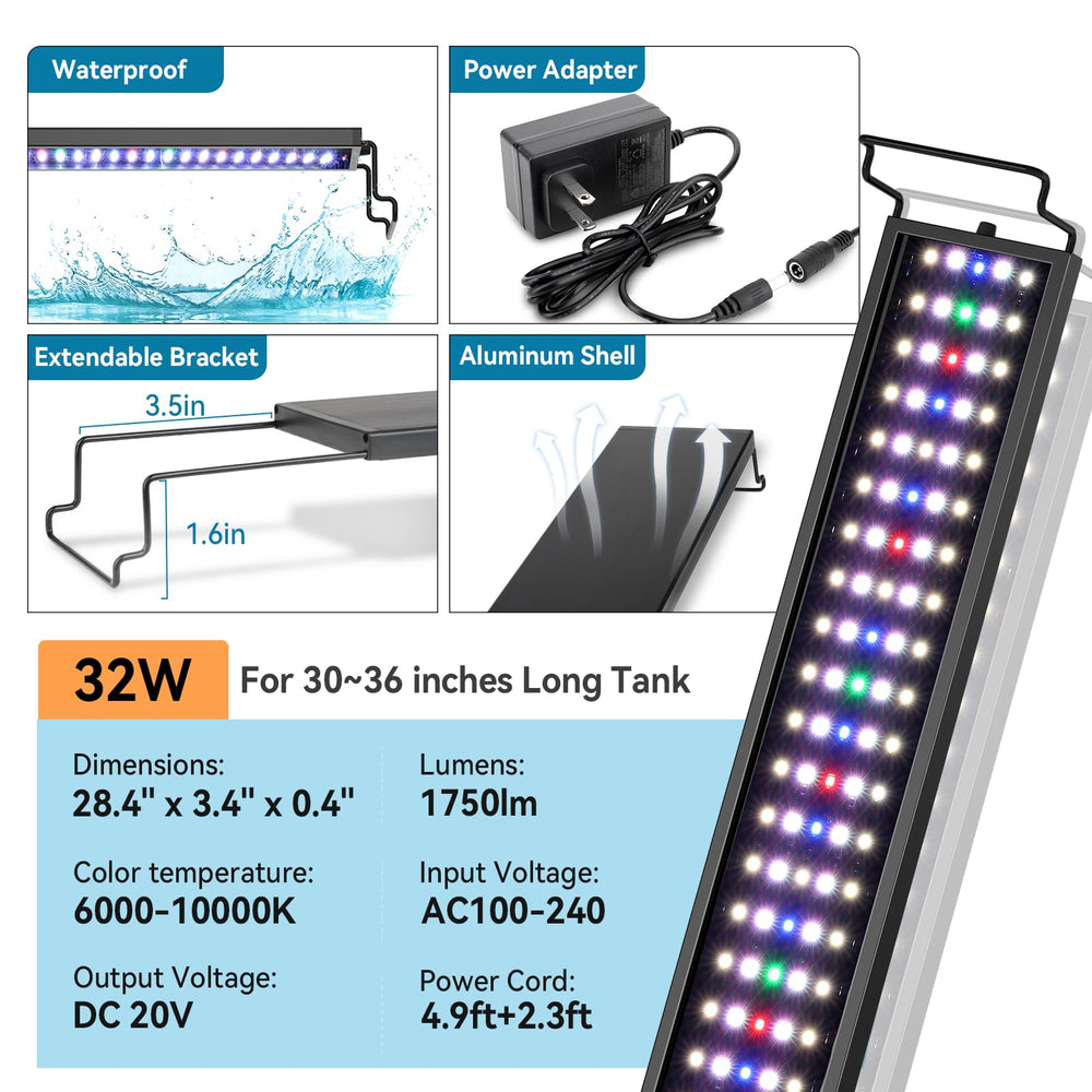 Hygger aquarium LED light 1750-lumen brightness enhances tank details