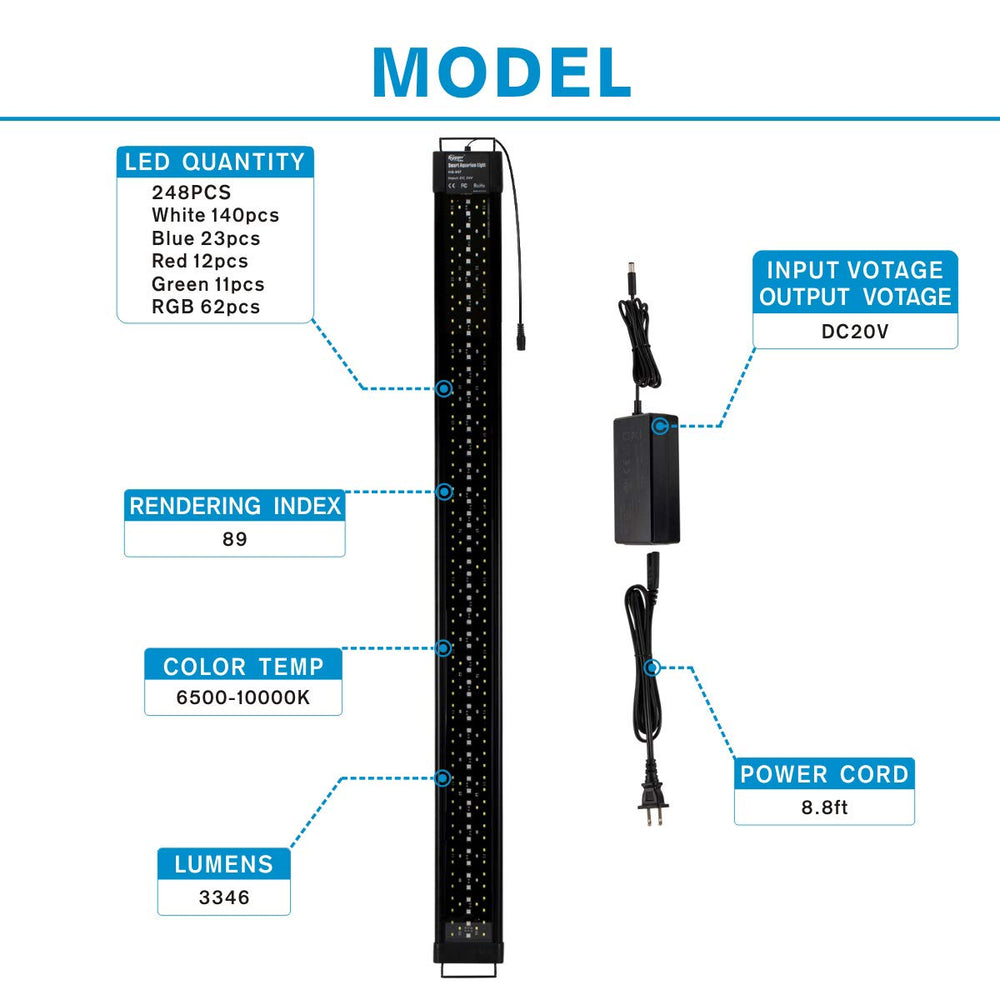 hygger aquarium led light extendable bracket provides flexible mounting for 48 55 inch tanks