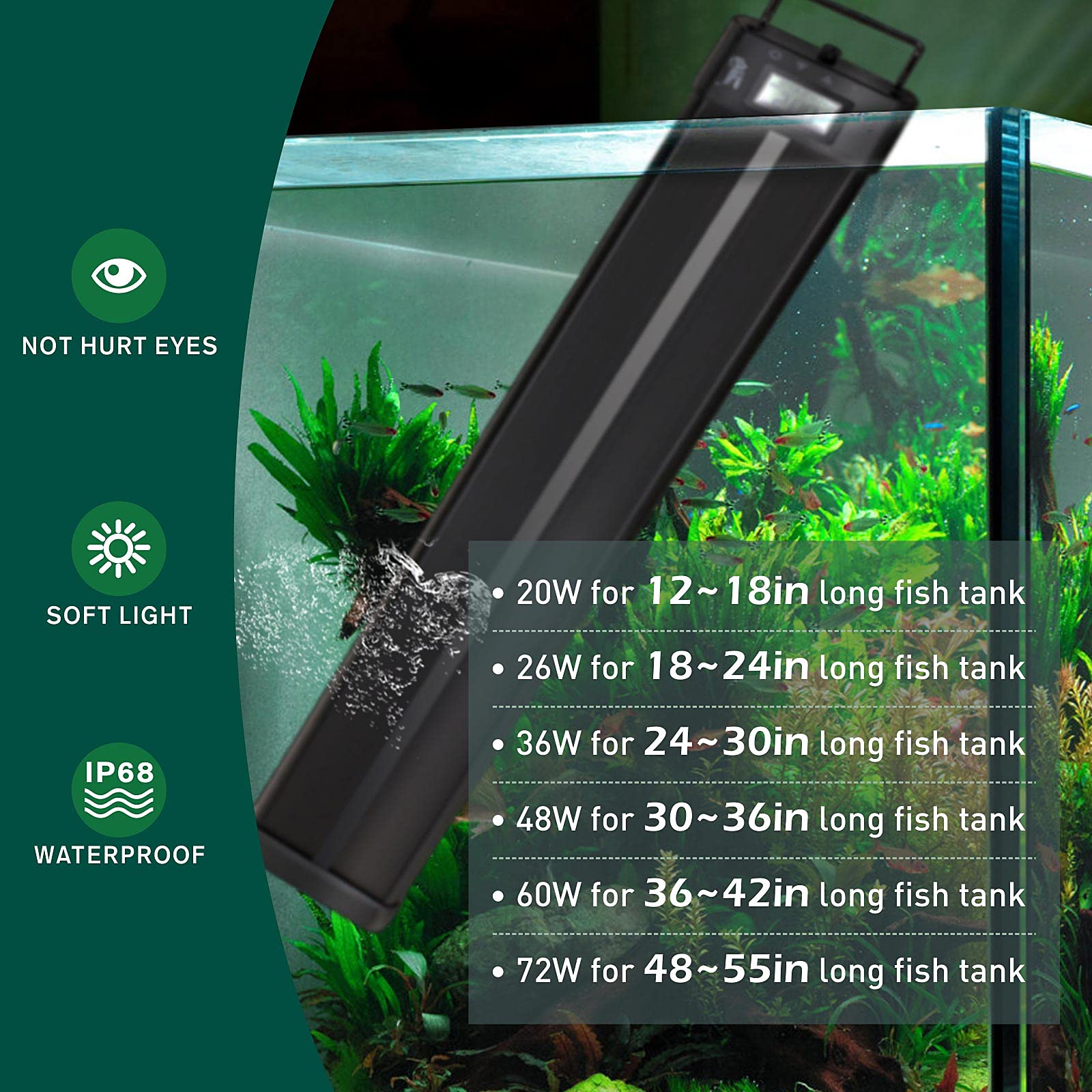 hygger aquarium led light lcd display shows precise timers and settings at a glance