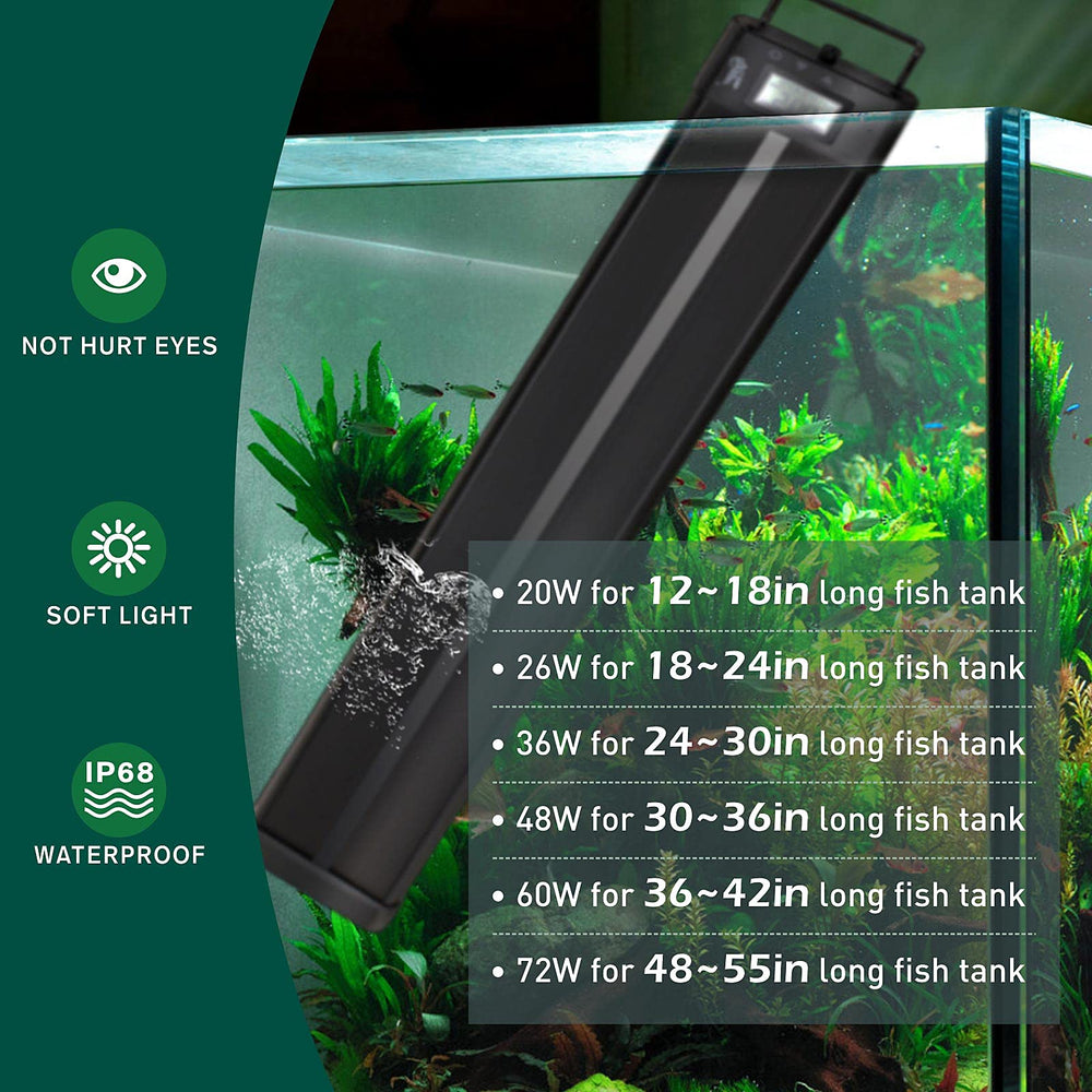 hygger aquarium led light lcd display shows precise timers and settings at a glance