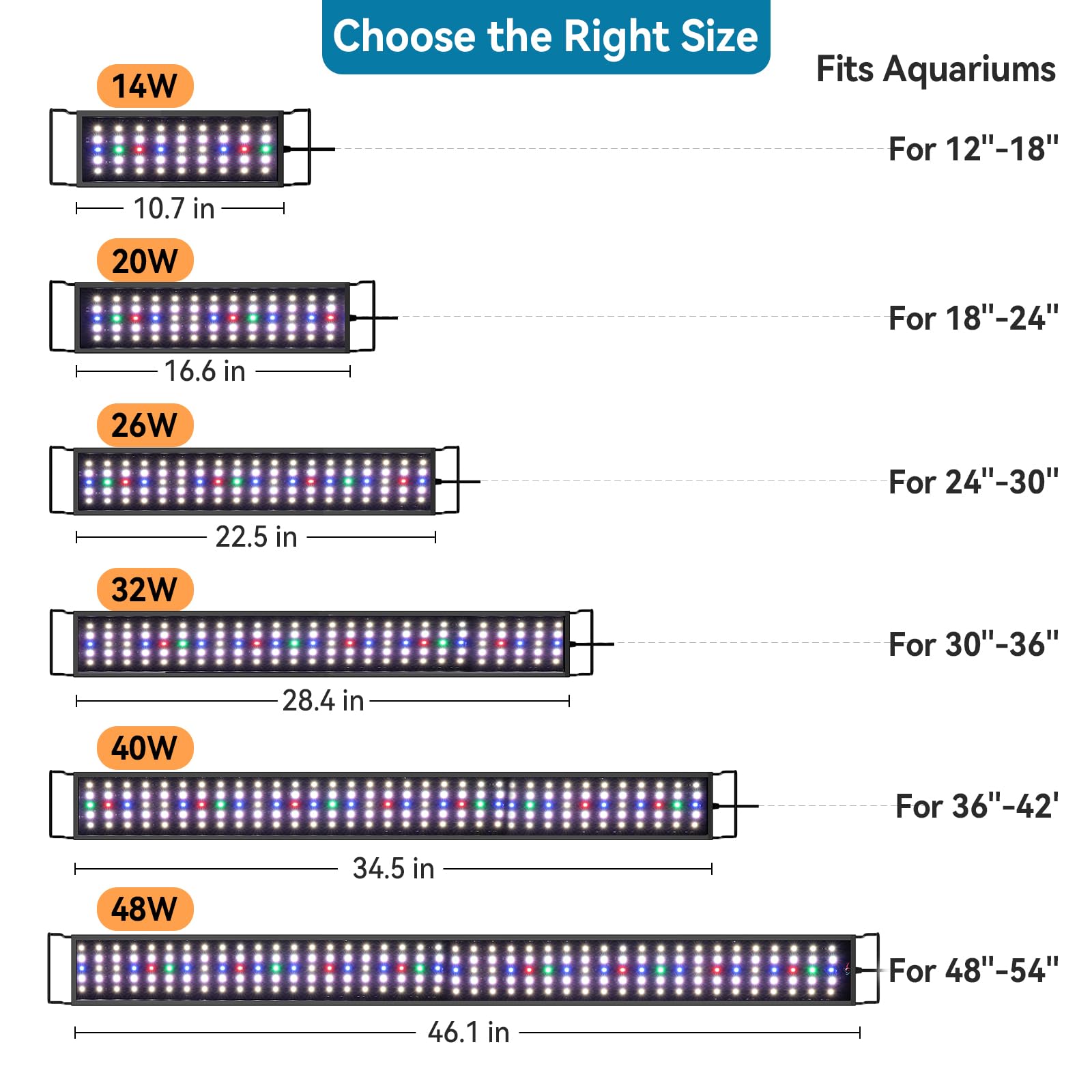 Hygger aquarium LED light WRGB LEDs deliver richer color blends