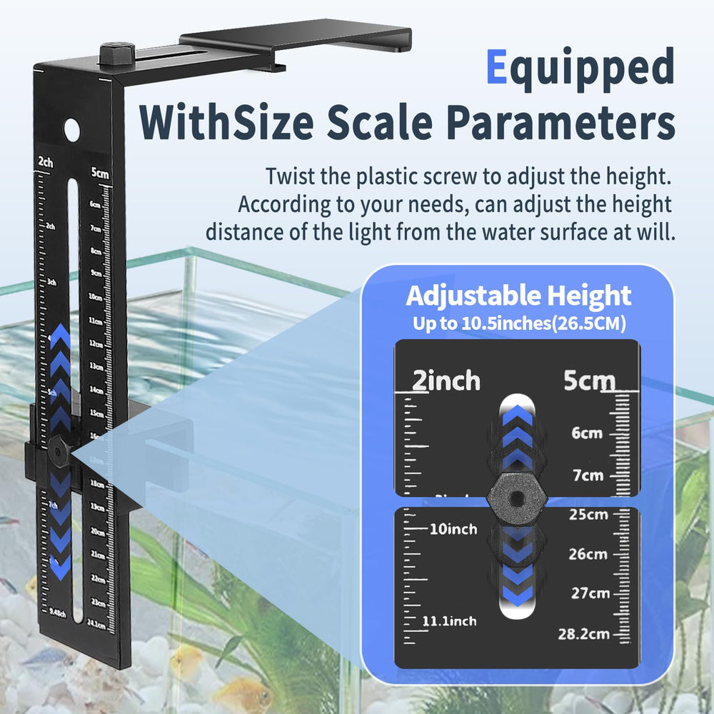 Hygger HG978 extension plate demonstrating height adjustment for optimal light distance.