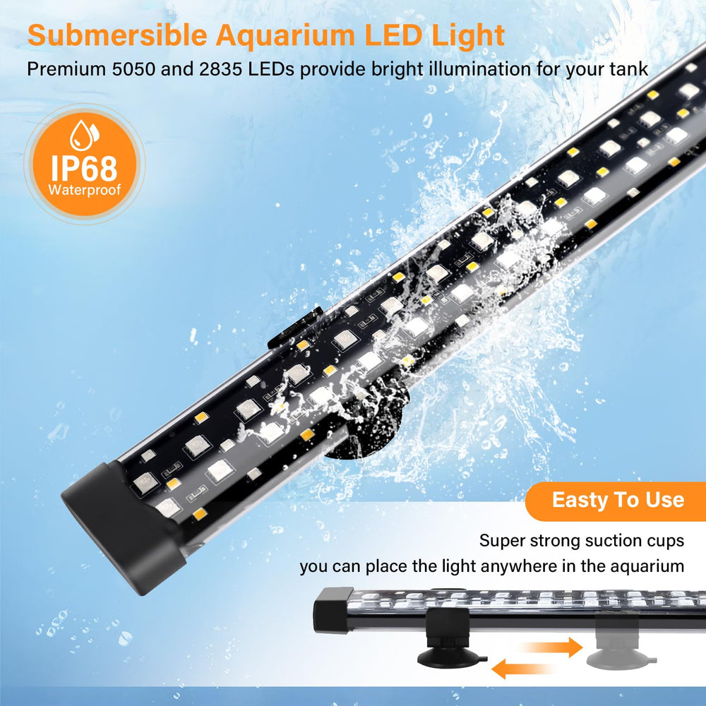 Hygger aquarium light underwater setup demonstrating IP68 waterproof design