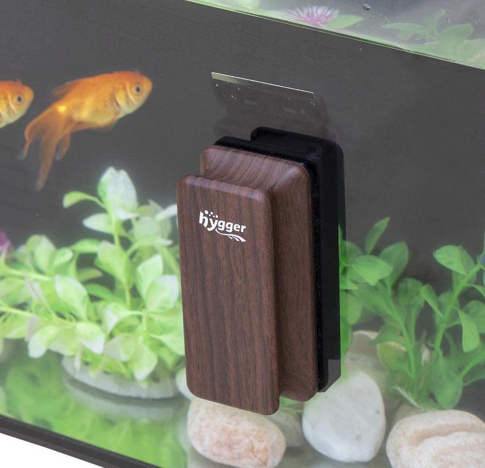 Hygger Aquarium Magnetic Cleaner scrubber inside demonstrates quick attraction for efficient cleaning.