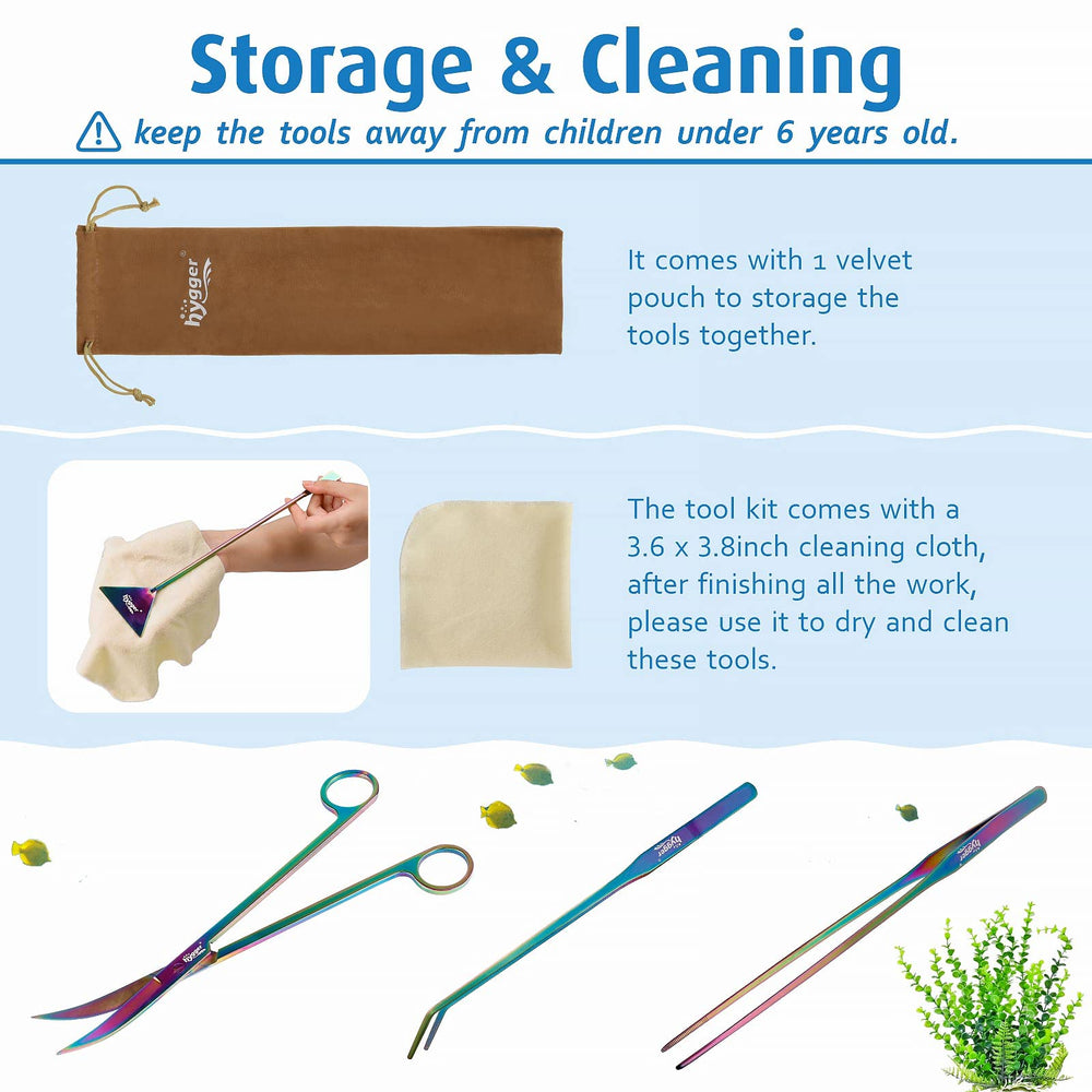 Hygger aquarium tools drawstring bag provides portable storage.