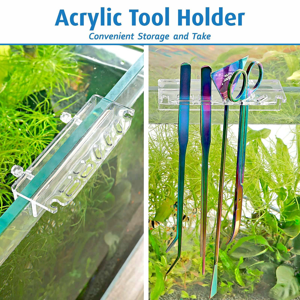 Hygger aquarium tools acrylic tool holder keeps tools organized.