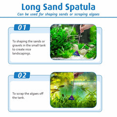 Hygger aquarium tools sand spatula for substrate leveling and smoothing.