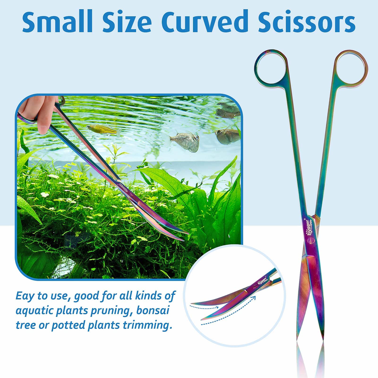 Hygger aquarium tools straight tweezers for careful planting and debris removal.