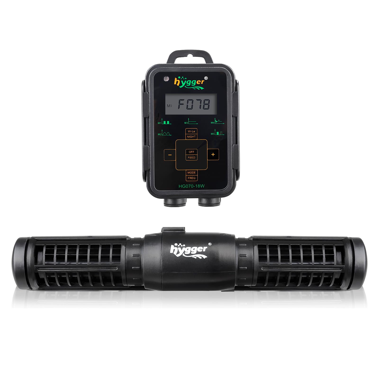 hygger Aquarium Wave Maker front view with compact housing and rotatable head for customizable flow