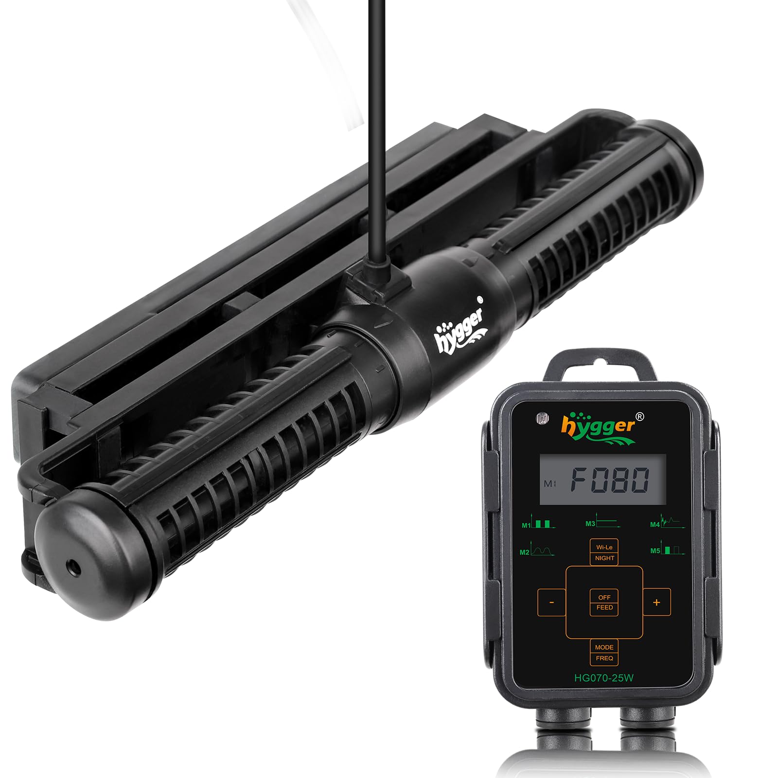 Hygger wave maker front view showing compact design and improved water circulation