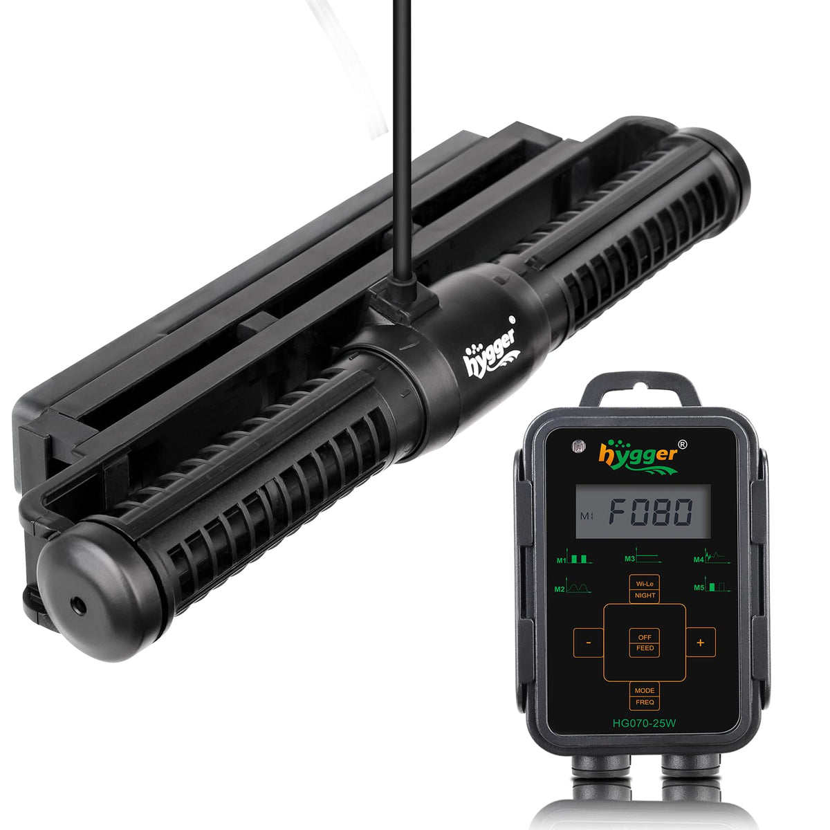 Hygger wave maker front view showing compact design and improved water circulation