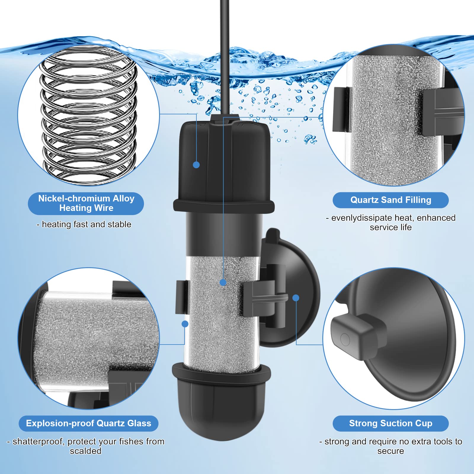 hygger betta heater dry-run and overheating protection prevents accidental heating