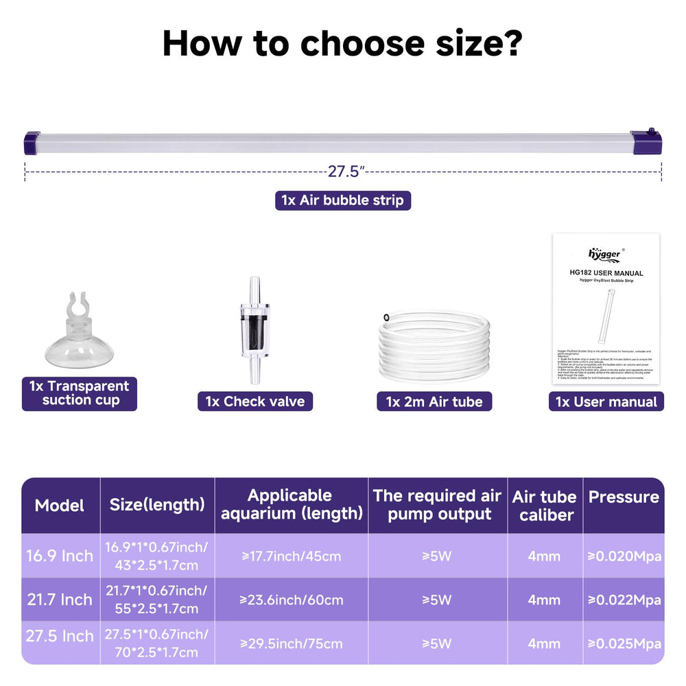 Hygger accessories pack shows included parts for quick setup and use.