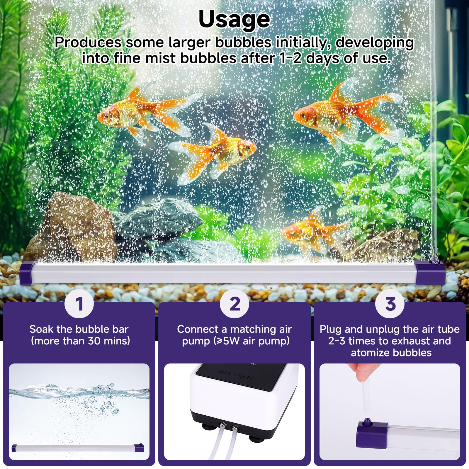 Hygger durable PVC/ABS bar works in freshwater and saltwater setups.