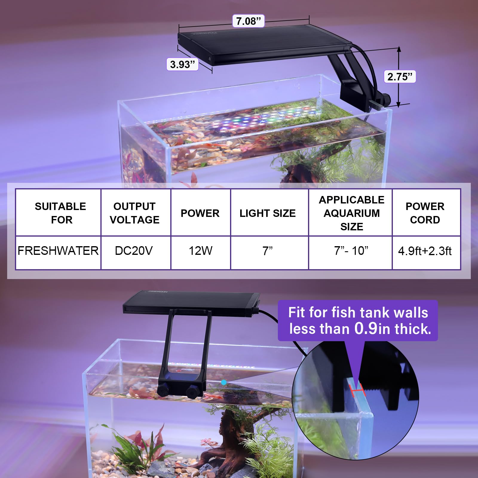 hygger clip-on bracket installation on thin aquarium glass