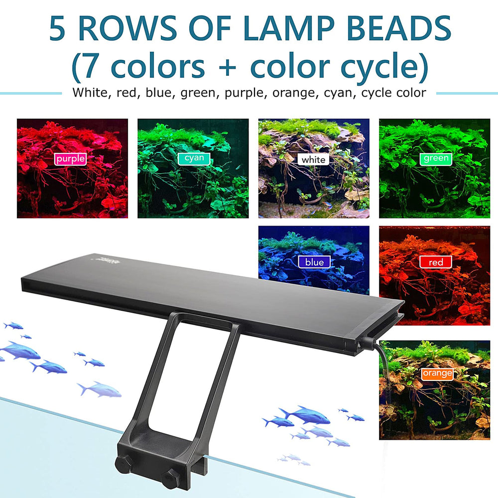 hygger clip-on led diy full spectrum enables custom color and timing for tank scenes
