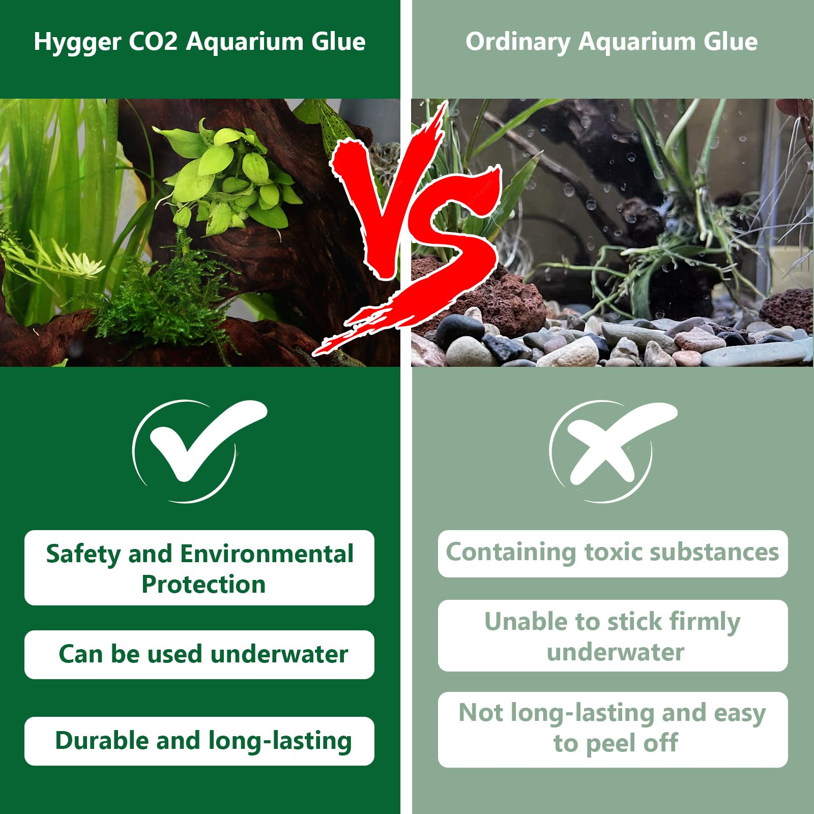 Hygger CO2 aquarium glue 30-second set indicates quick stabilization for reef setups.