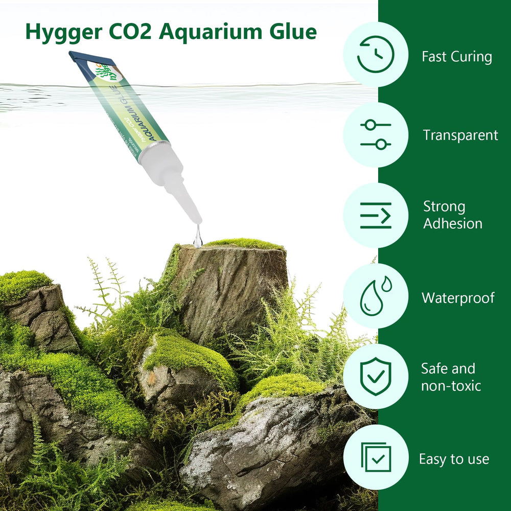 Hygger CO2 aquarium glue being applied underwater demonstrates strong adhesion.