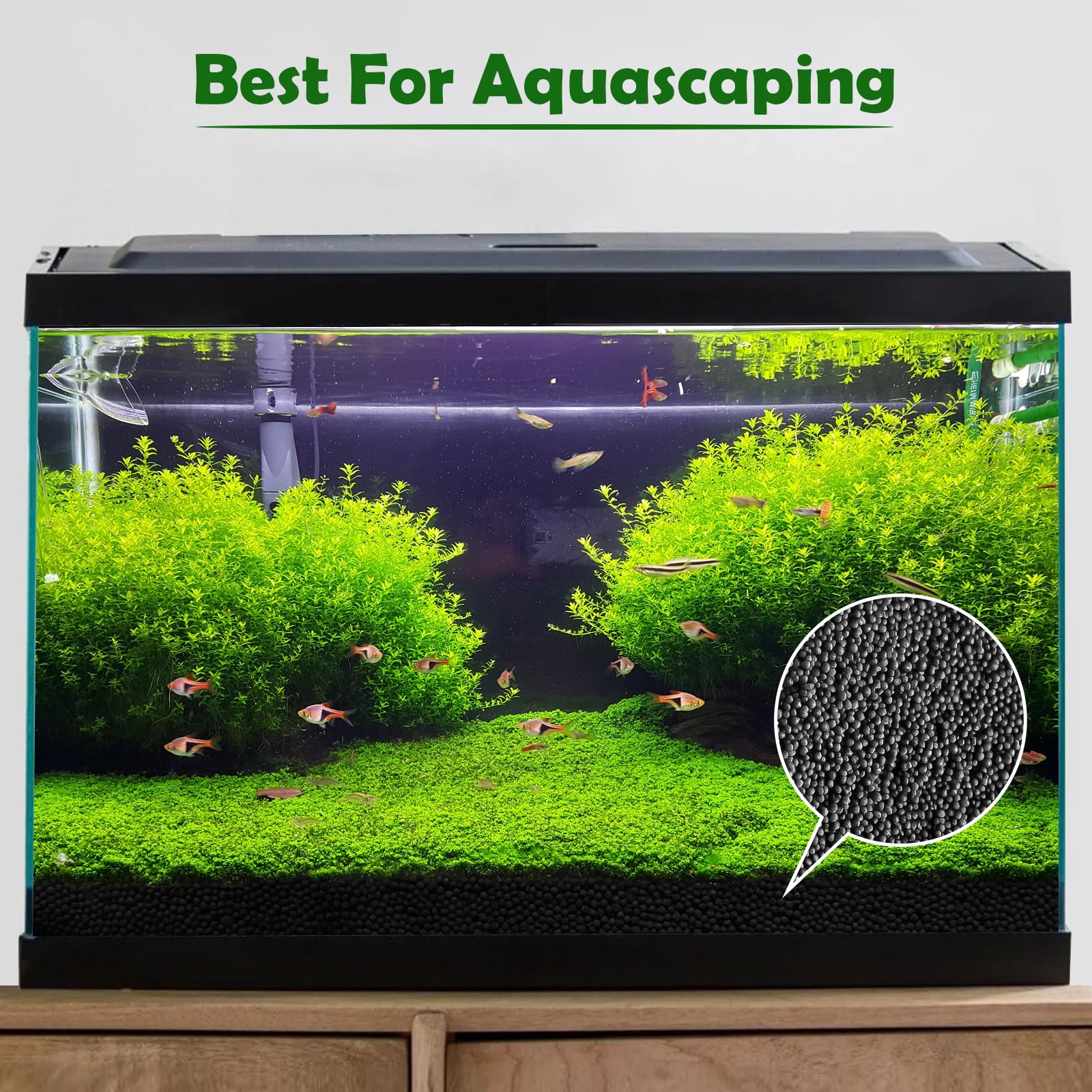 Hygger CO2 aquarium soil particle size shows moderate 3-5mm granules for permeability