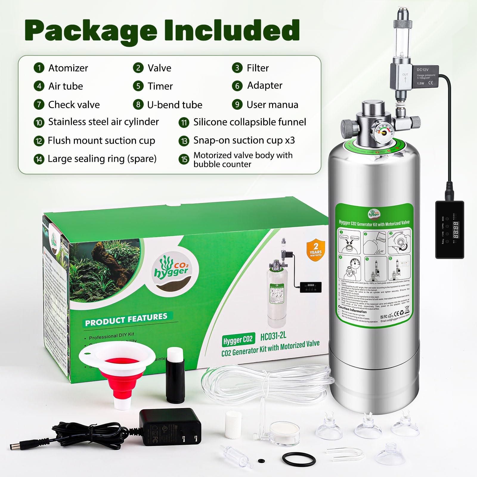 Hygger CO2 complete DIY kit with diffuser and valve