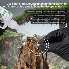 Hygger CO2 Cotton Wool brownish-red gap-filler blends with driftwood tones.