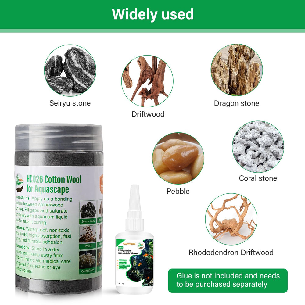 Hygger CO2 Cotton Wool liquid-glue-ready speeds aquascape setup.