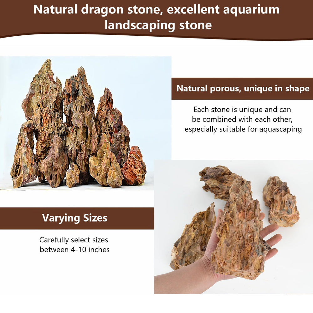 Hygger CO2 dragon stone rock honeycomb pattern enhances texture and fish hiding spots.