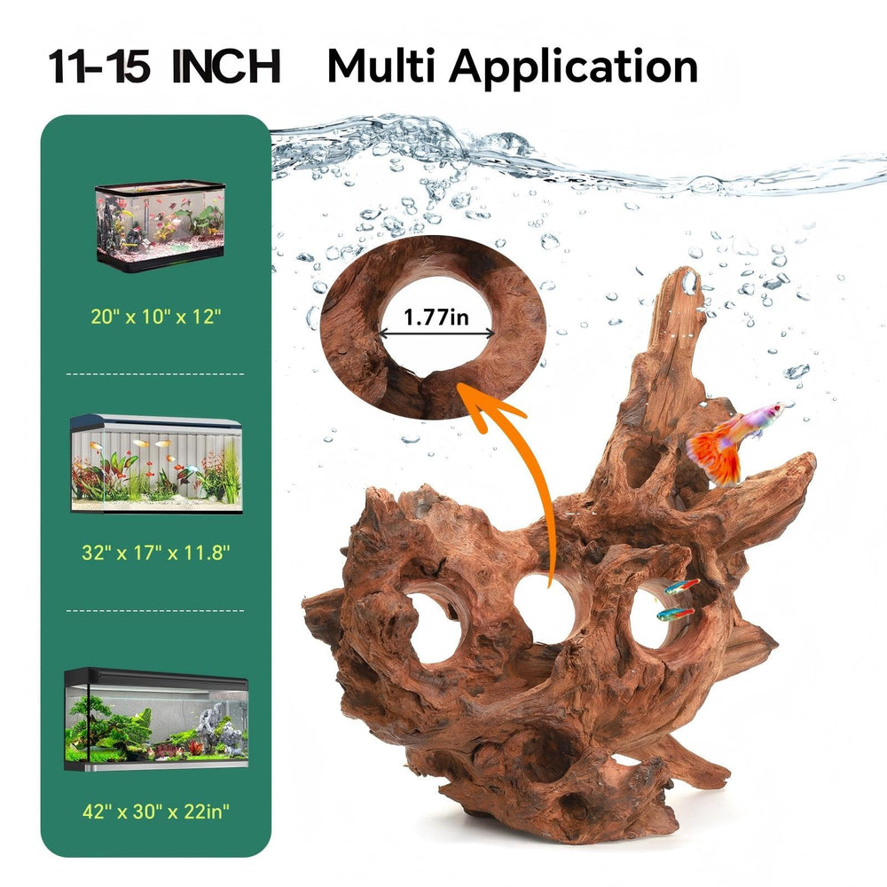 Hygger CO2 driftwood reveals holes and tunnels for safe hiding and curiosity
