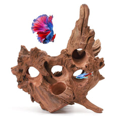 Hygger CO2 driftwood shows a porous natural structure with tunnels for fish