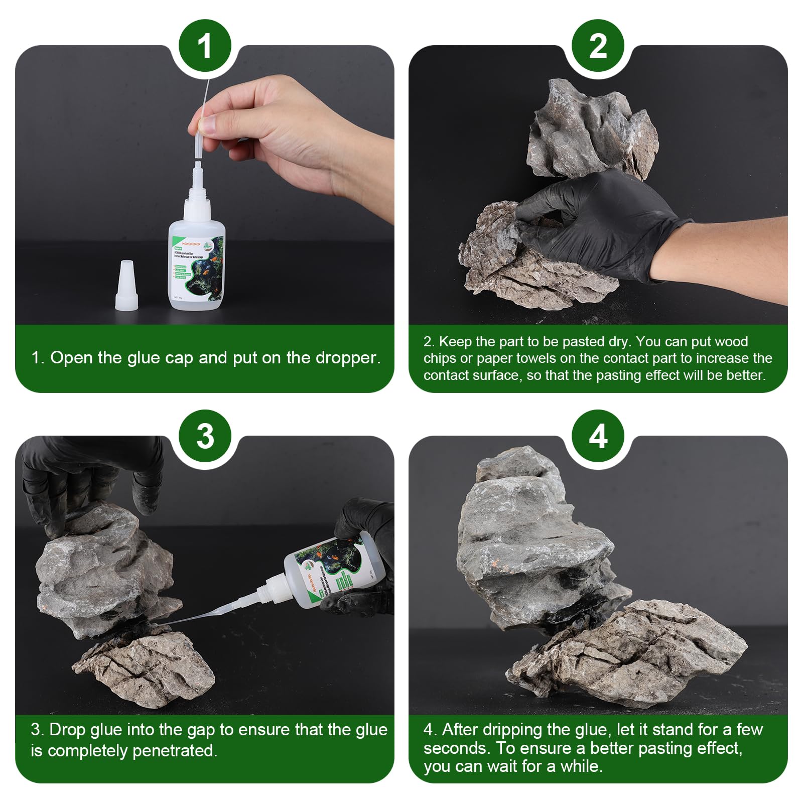 Hygger CO2 liquid glue enables fast curing for quick landscaping fixes.