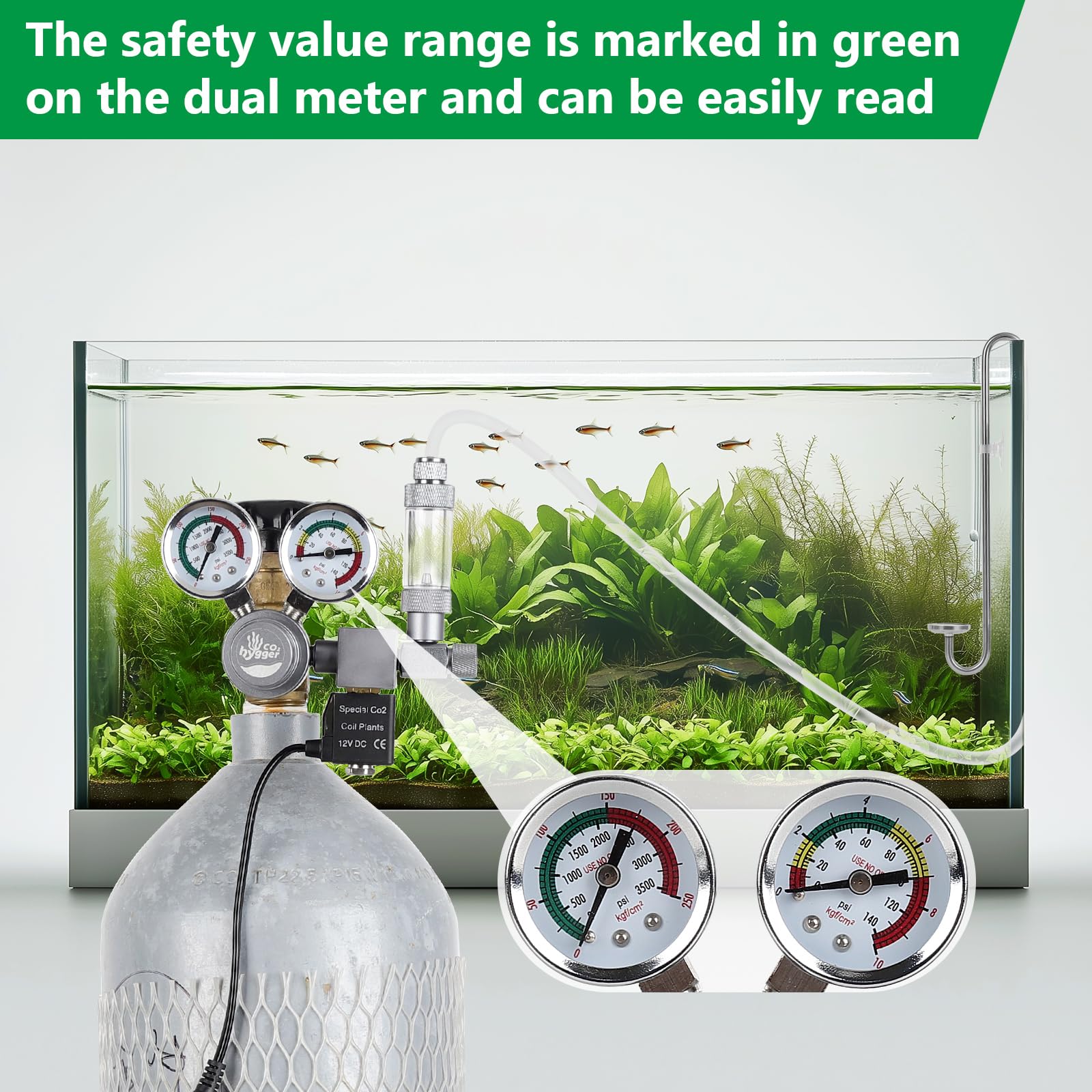 Hygger CO2 regulator aluminum body demonstrates durability and long service life.