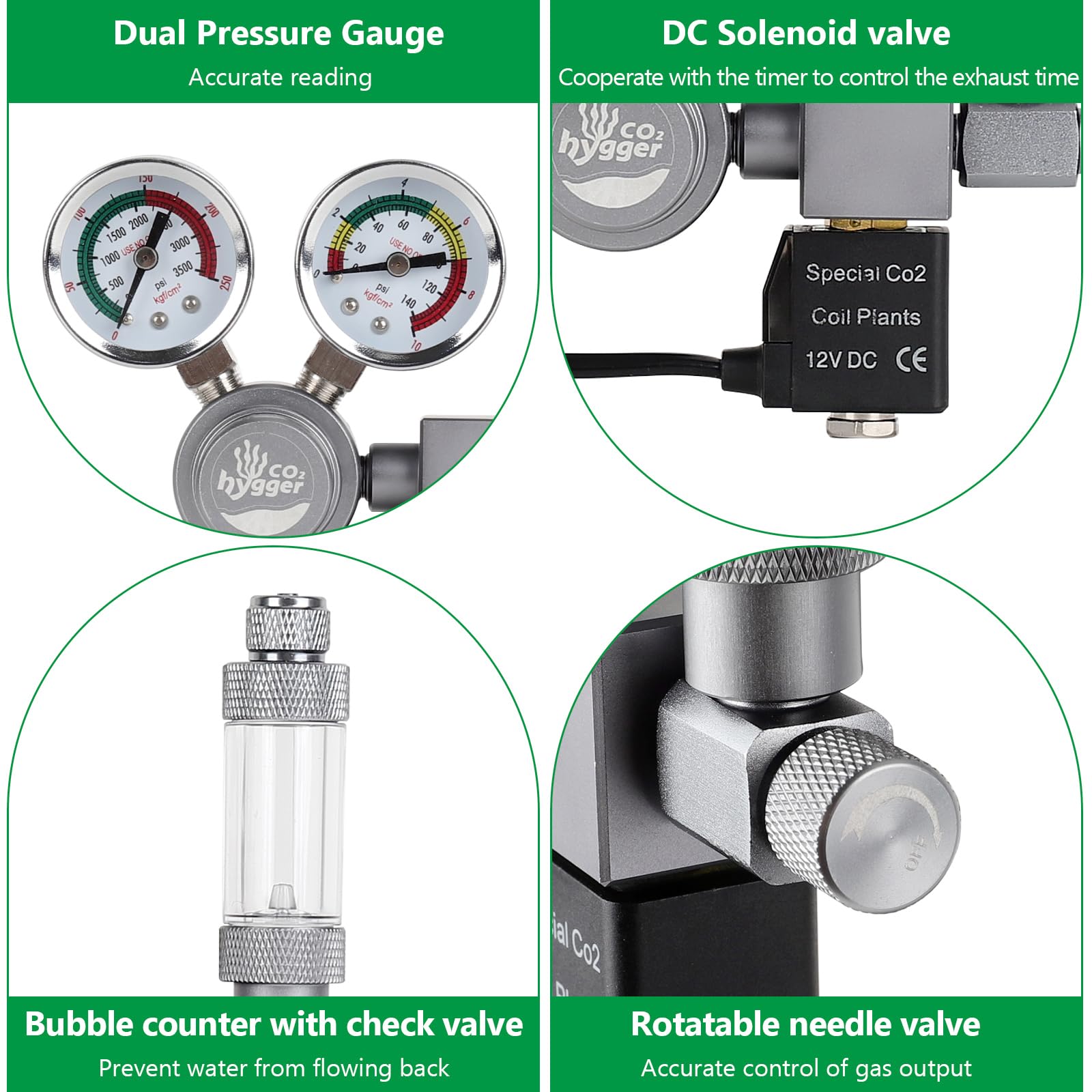 Hygger CO2 regulator upgraded bubble counter for stable, observable gas flow.