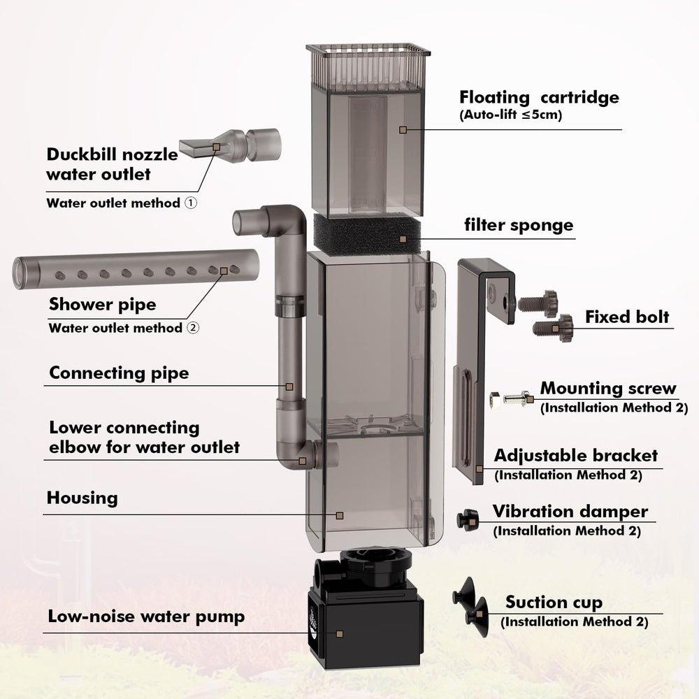 Hygger CO2 surface skimmer filter sponge is easy to remove for quick cleaning.