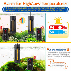 Hygger controller with digital display enables easy temperature tuning in aquariums.