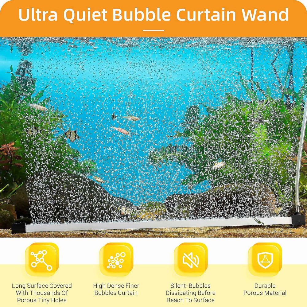 hygger dense micro-bubbles visualization highlights quiet mist like aeration in freshwater tanks.