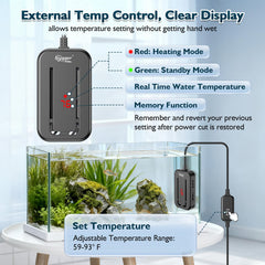 Hygger digital display view shows real-time water temperature.