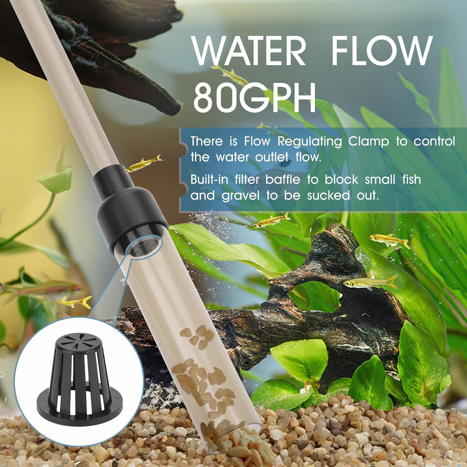 Hygger duckbill suction head for precise waste removal in corners