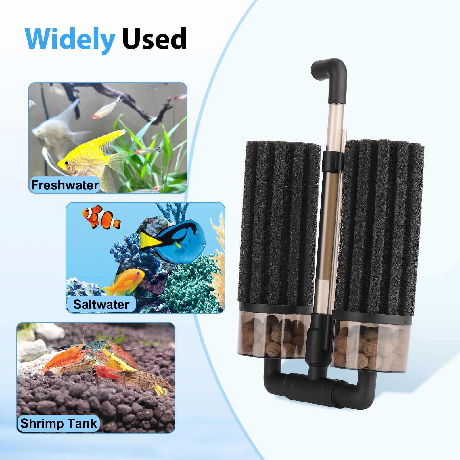 Hygger extendable clip and suction cups provide two installation options for placement flexibility.