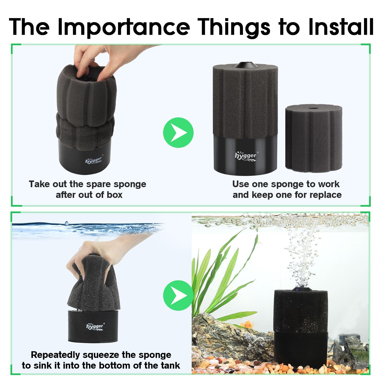 hygger filtro de aire para gambarios y cría de peces