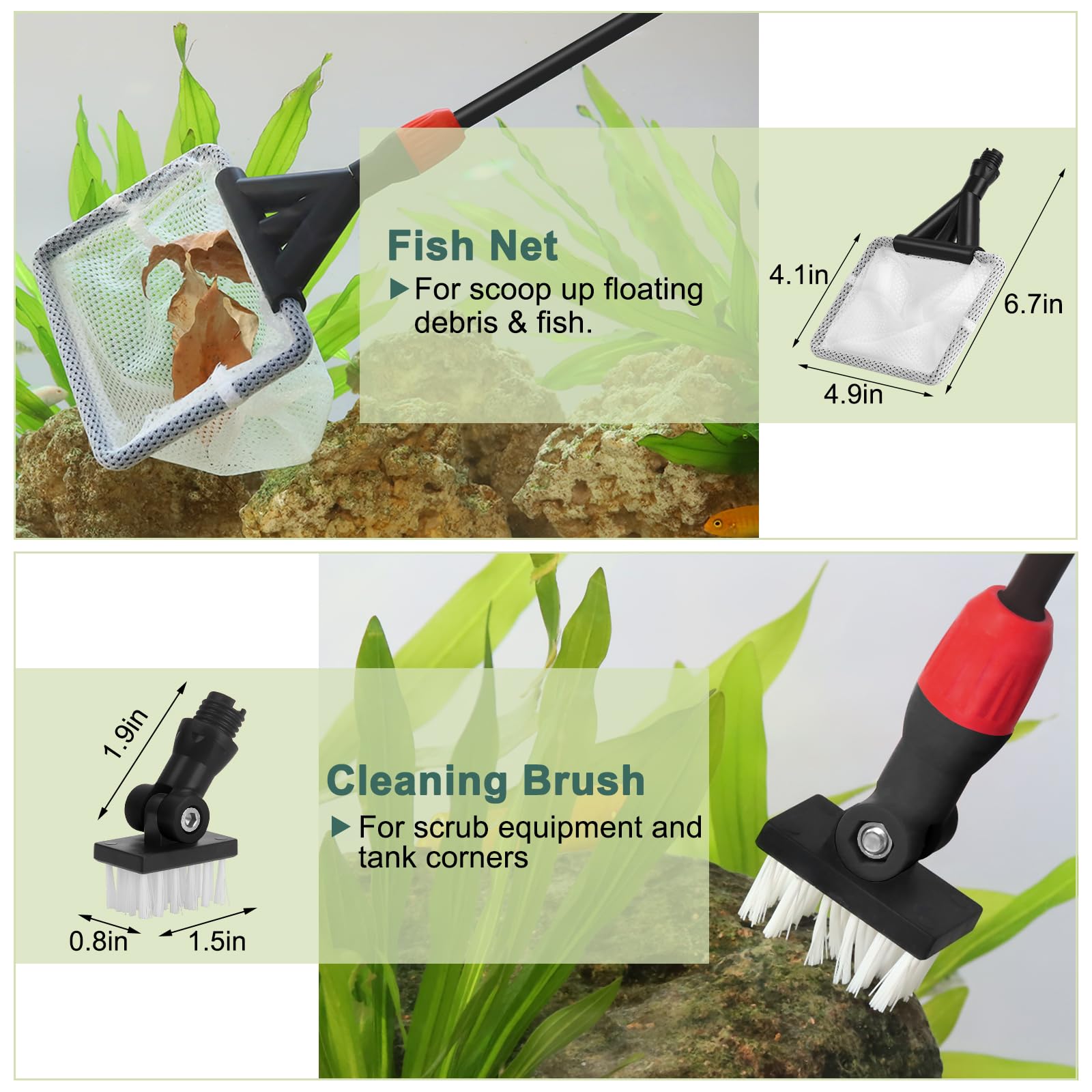hygger firm scrub brush aquarium shows tough bristles for back corners and surfaces.