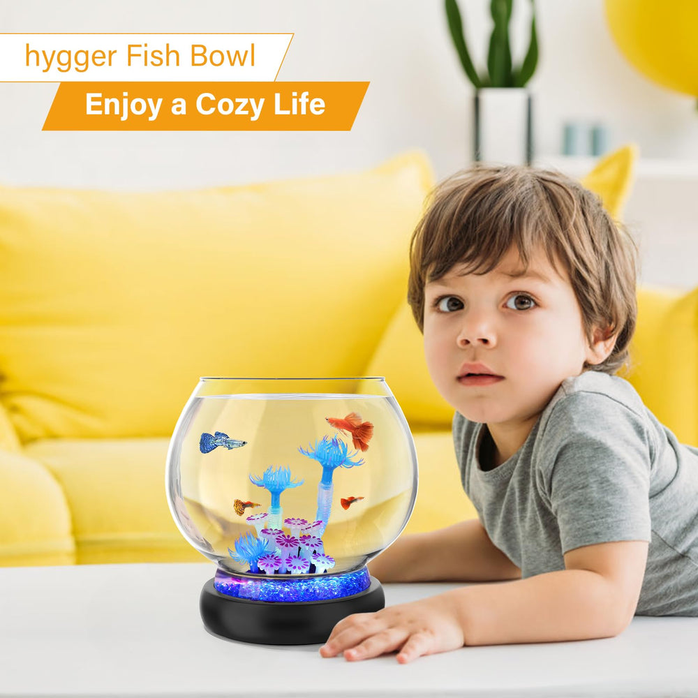 Hygger fish bowl rounded-edge safety design for kids and pets