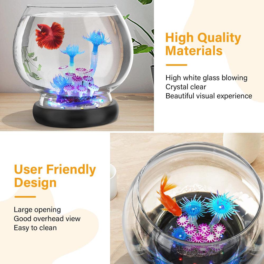 Hygger fish bowl wide opening for easy cleaning and setup