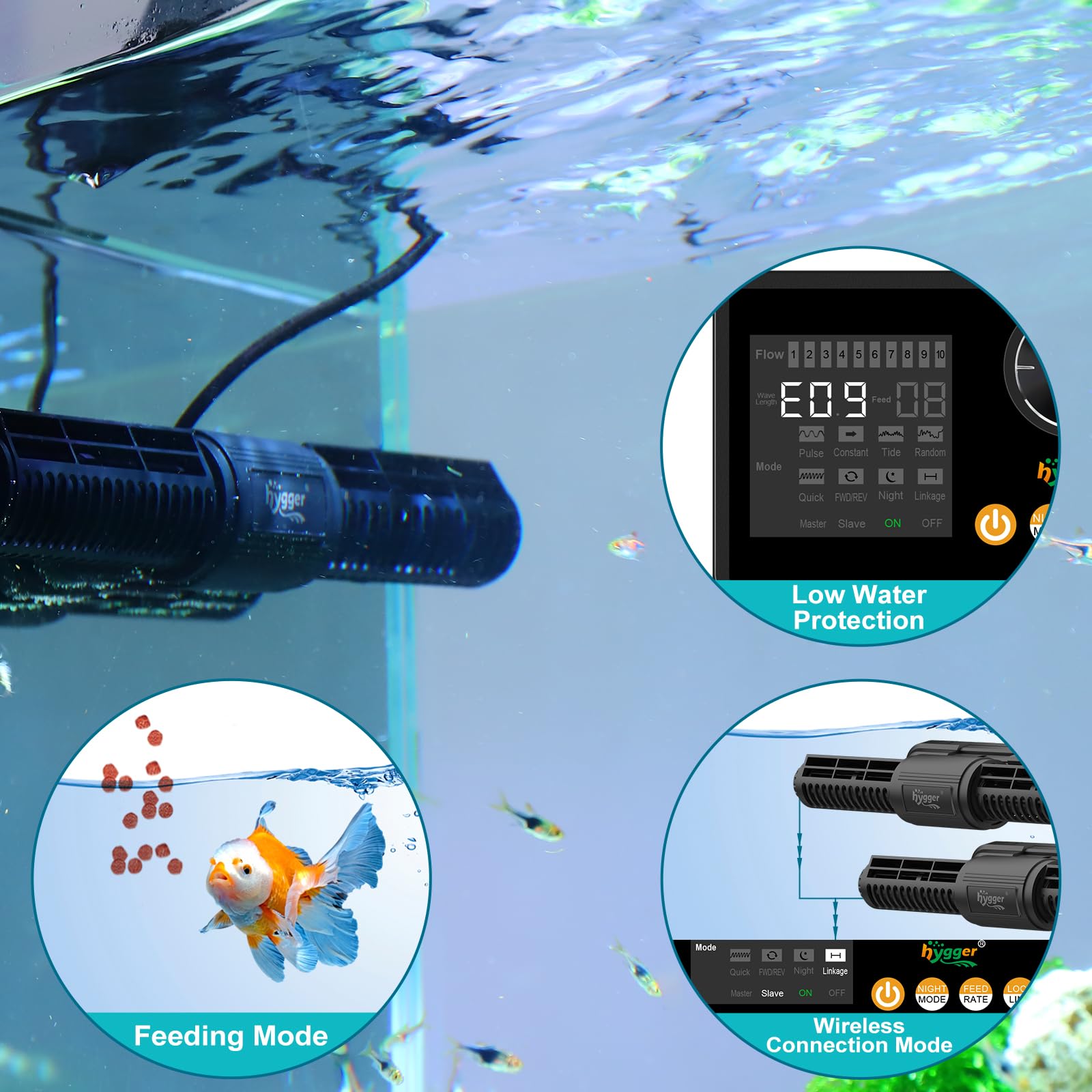 Hygger Intelligent Wave Maker feeding timer pauses pumps during feeding cycles