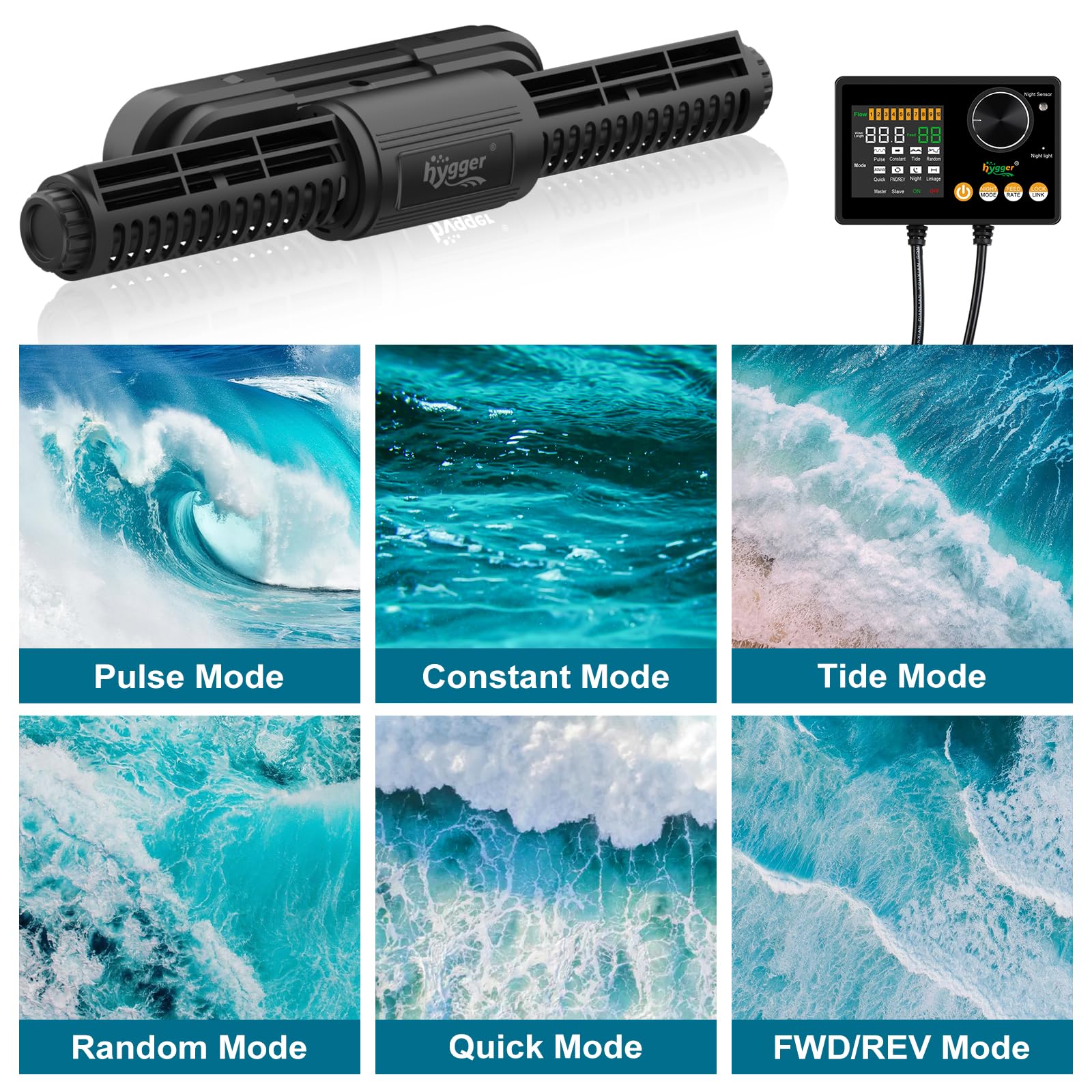 Hygger Intelligent Wave Maker magnetic base provides secure installation and quiet operation