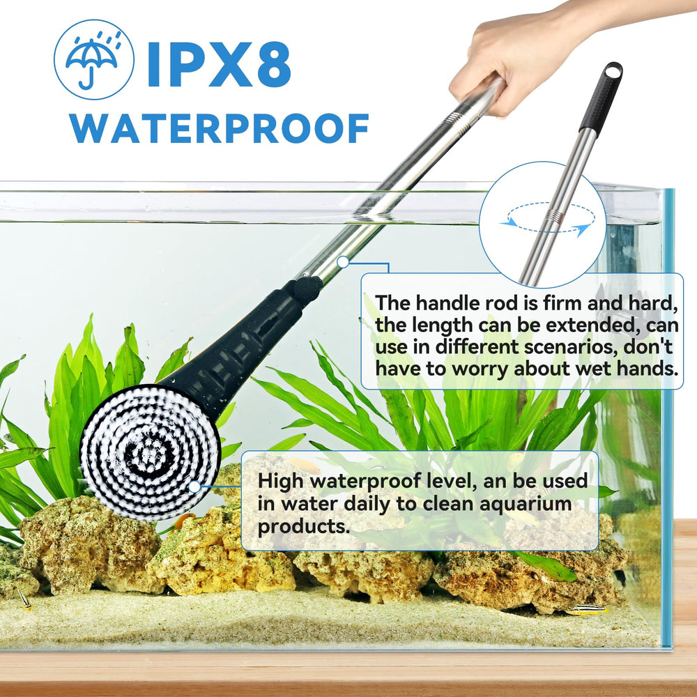 Hygger IPX8 wireless-rechargeable-battery enables cordless cleaning anywhere.